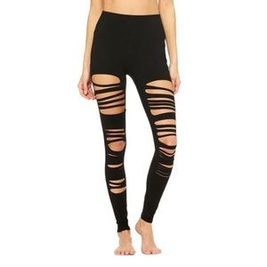 Alo Yoga Warrior Extreme Ripped Leggings Sz M/30” In Black